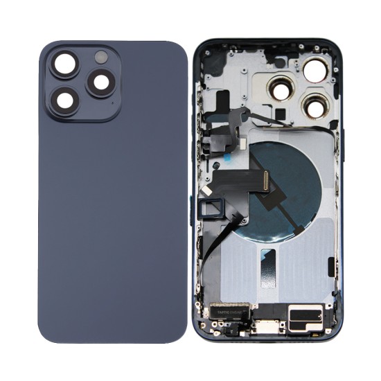 Tampa Traseira+Frame+Flex Apple iPhone 15 Pro com Wireless Charge+Flashlight Flex Titânio Azul